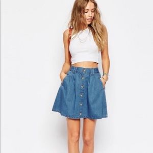Asos Button Front Mini Denim Skirt